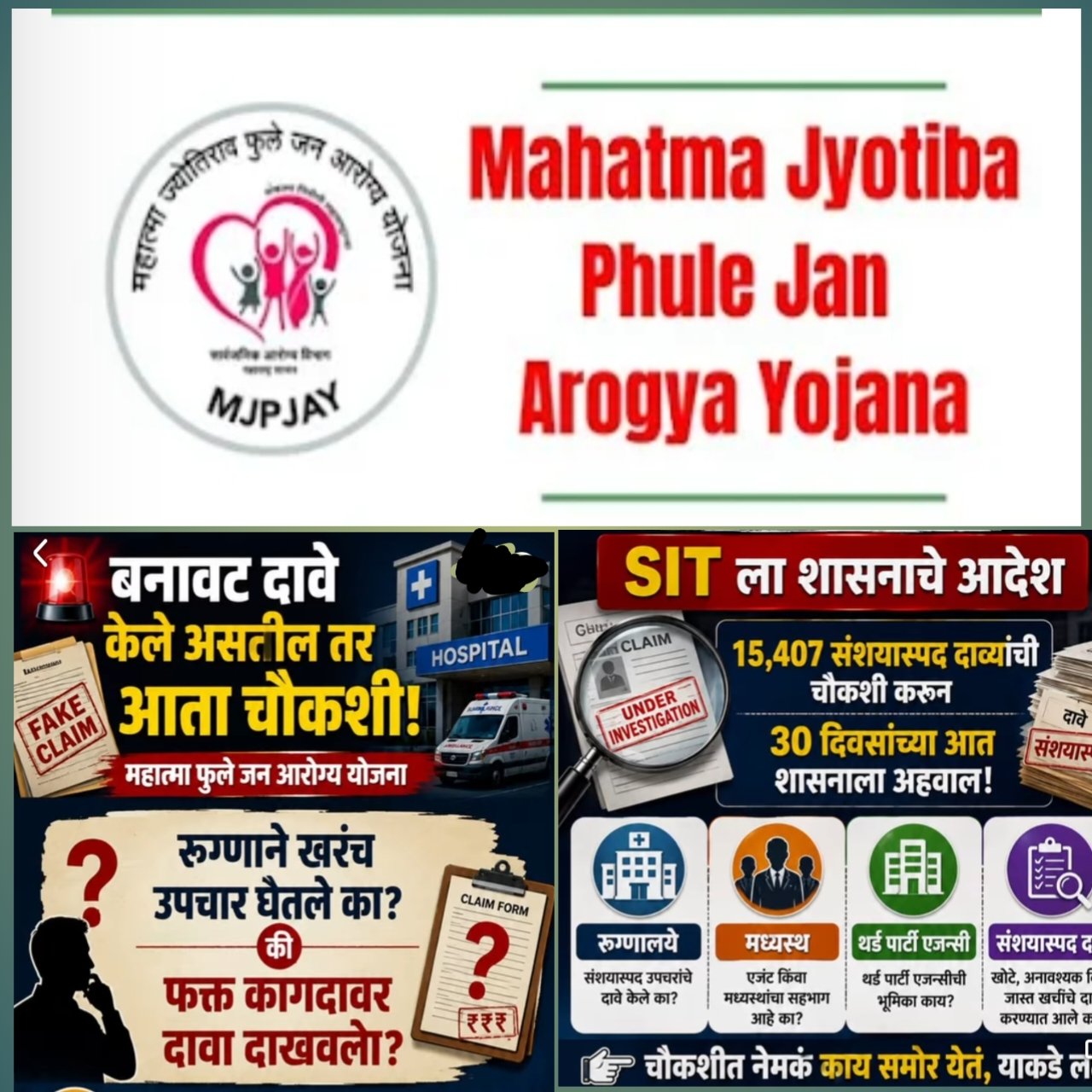 महात्मा फुले योजनेतील 15,407 संशयास्पद दाव्यांची SIT चौकशी होणार ! 