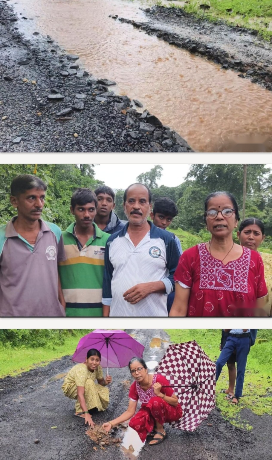 २० वर्षांच्या प्रतीक्षेनंतरचा रस्ता पहिल्याच पावसात उखडला!